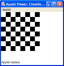The ChessSolution applet with a square Size of 2, 10, 20 with a reversal in starting colour