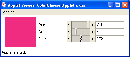 The Colour Chooser Applet Exercise Solution
