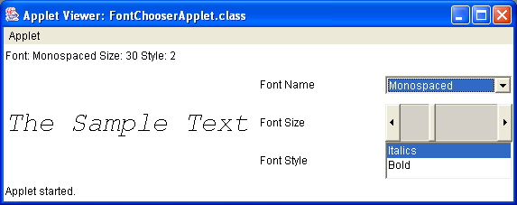 The FontChooser Applet Exercise