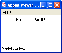 HelloWorld Applet With Parameter Passing
