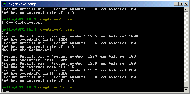 The incomplete Cashsave class example.