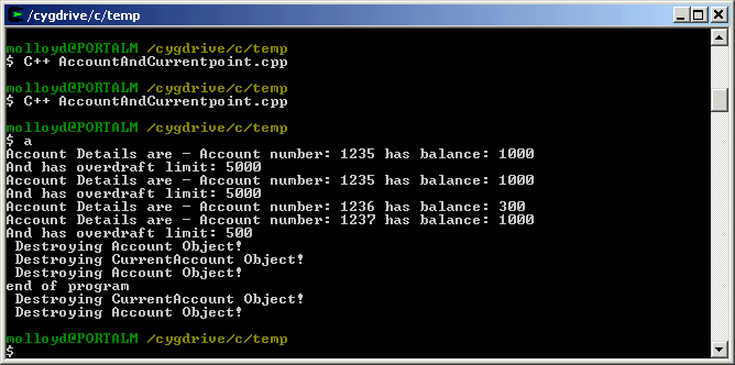 Destructors and Arrays Example.